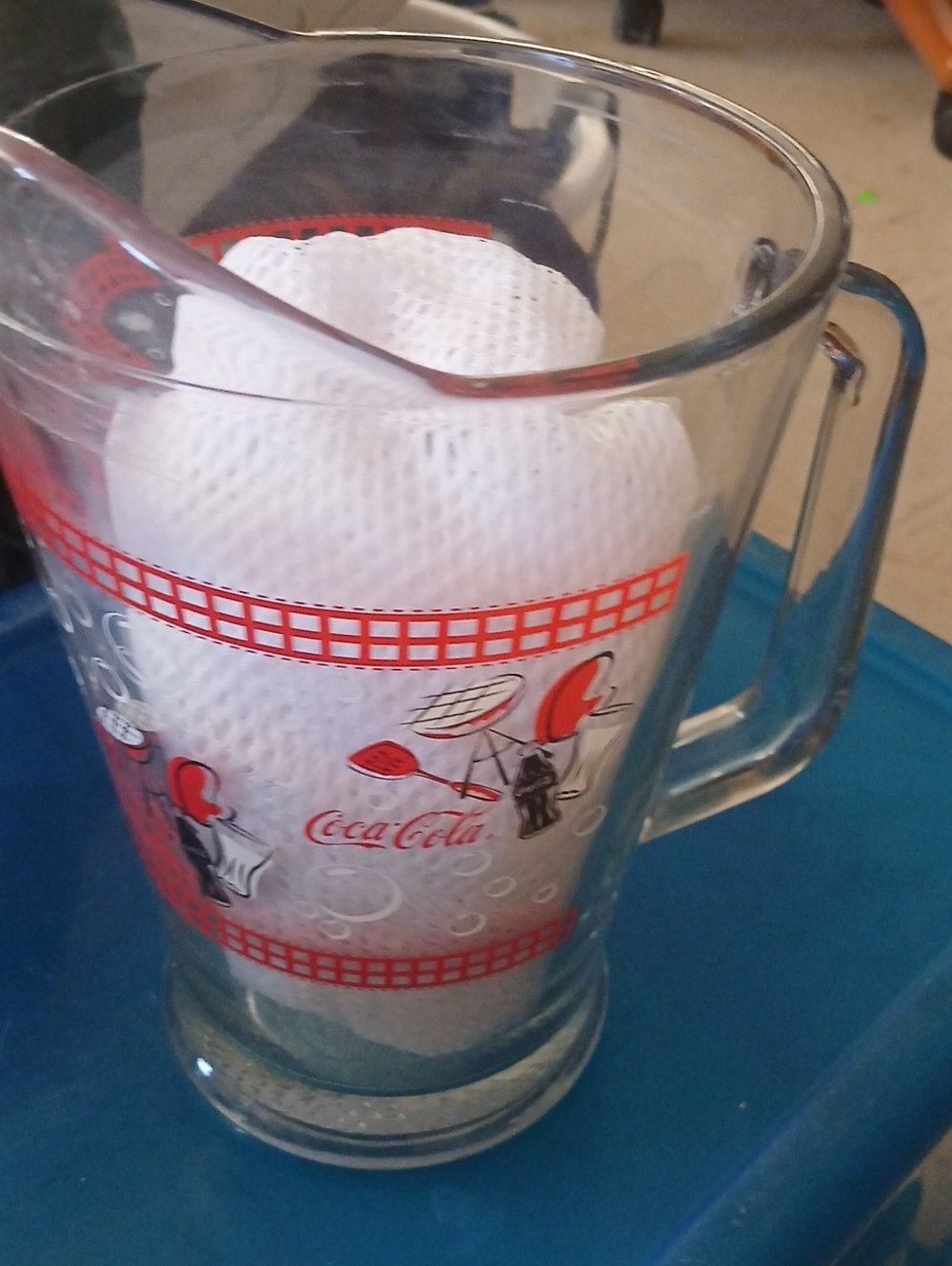 Coca-Cola Clear Glass Mug with Red Logo Accents